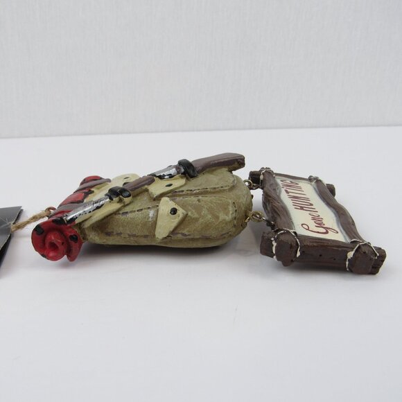 Gone Hunting Backpack Ornament Resin Christmas Red & Black Plaid Blanket - Picture 12 of 12